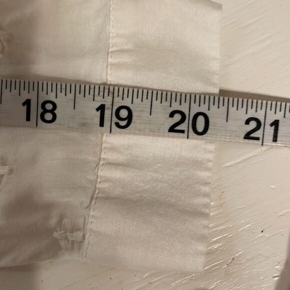 Small Loft white button down long sleeve 100% cotton floral embroidered blouse - Picture 15 of 16